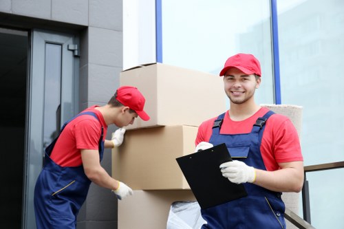 Removal van loading boxes for a High Wycombe home move