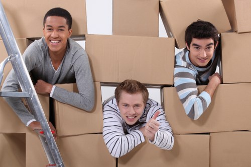 Household furniture being carried during a High Wycombe move