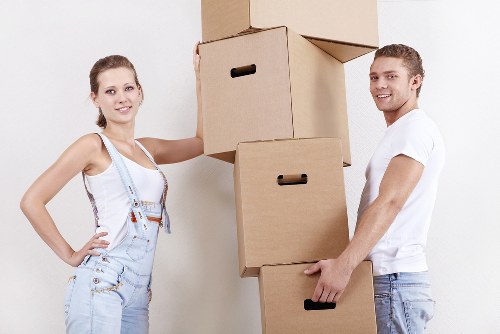 Furniture and IT items being organised for an office relocation in High Wycombe
