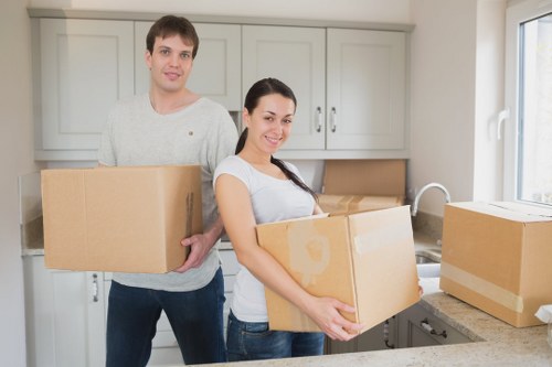 Professional removals service in High Wycombe handling packed boxes